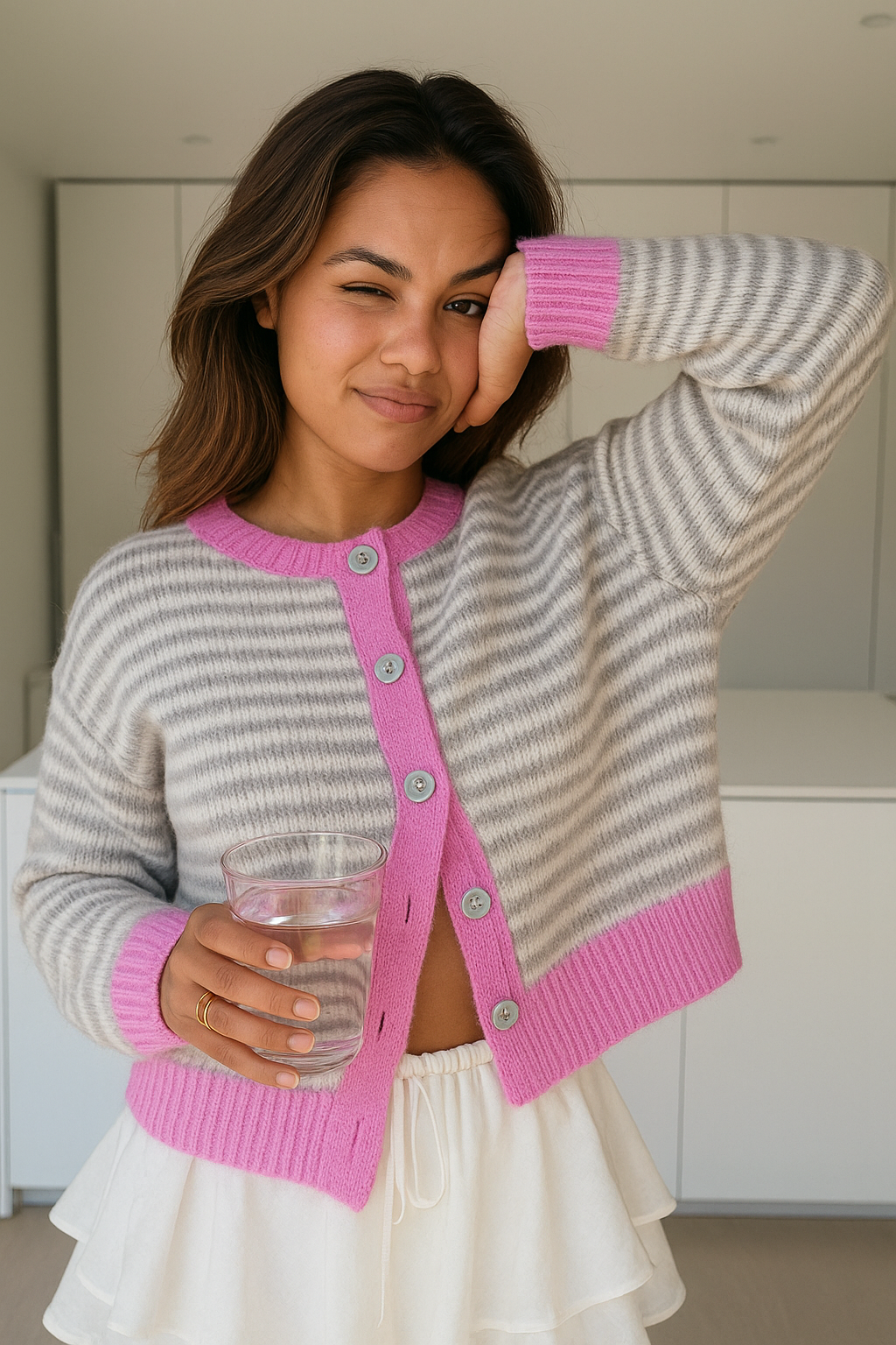 ELVIRA | CÁRDIGAN ROSA CREMA