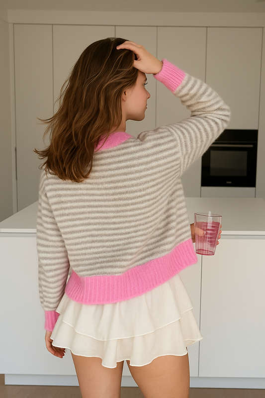 ELVIRA | CÁRDIGAN ROSA CREMA